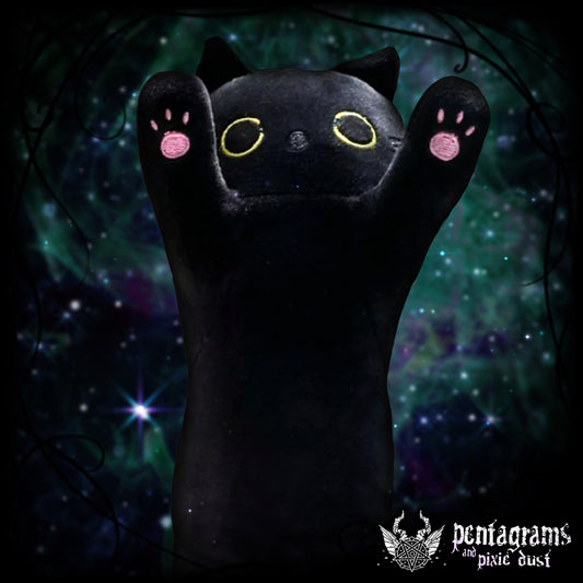 Long Black Cat Plush Pillow "Midnight Feline"