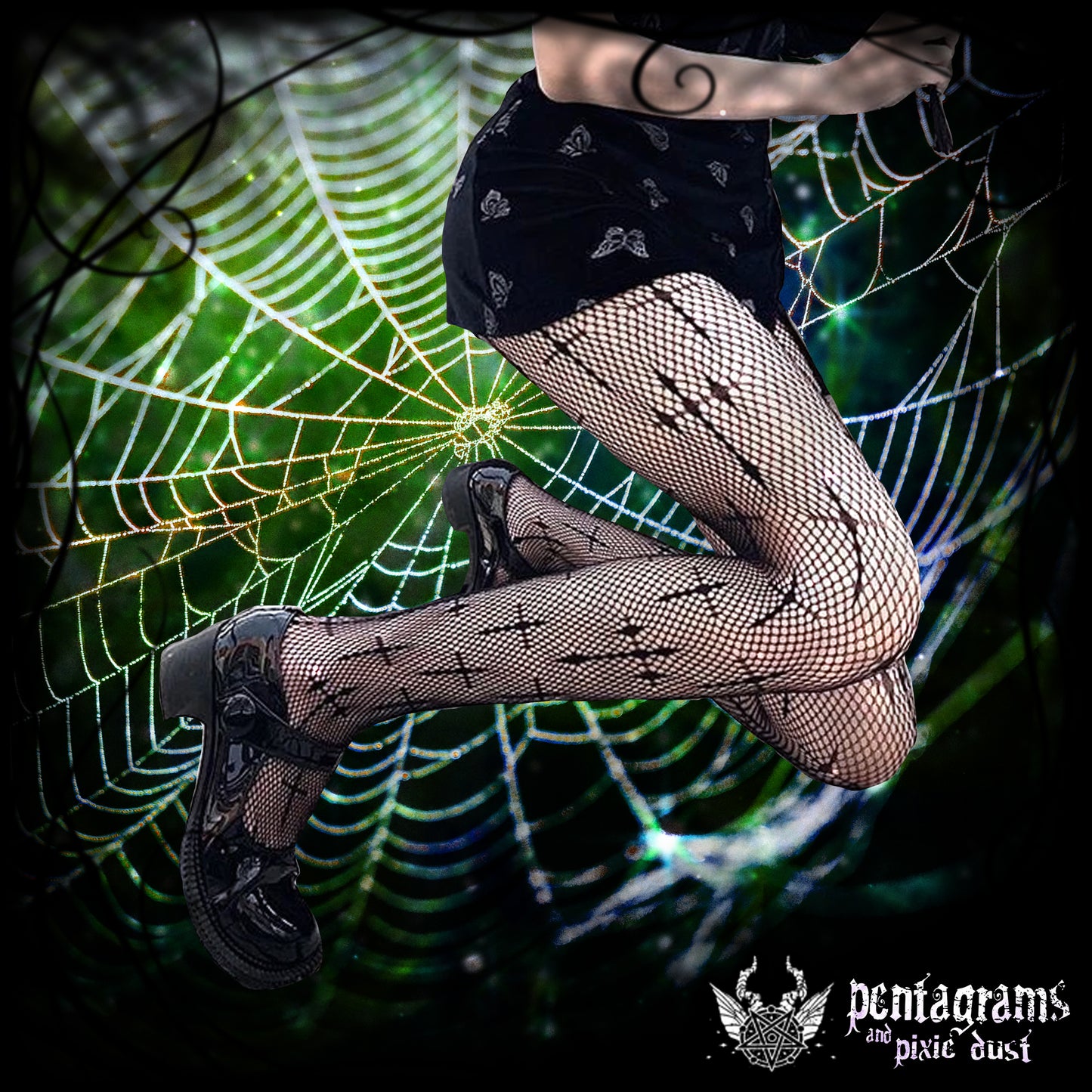 Gothic Cross Fishnet Tights