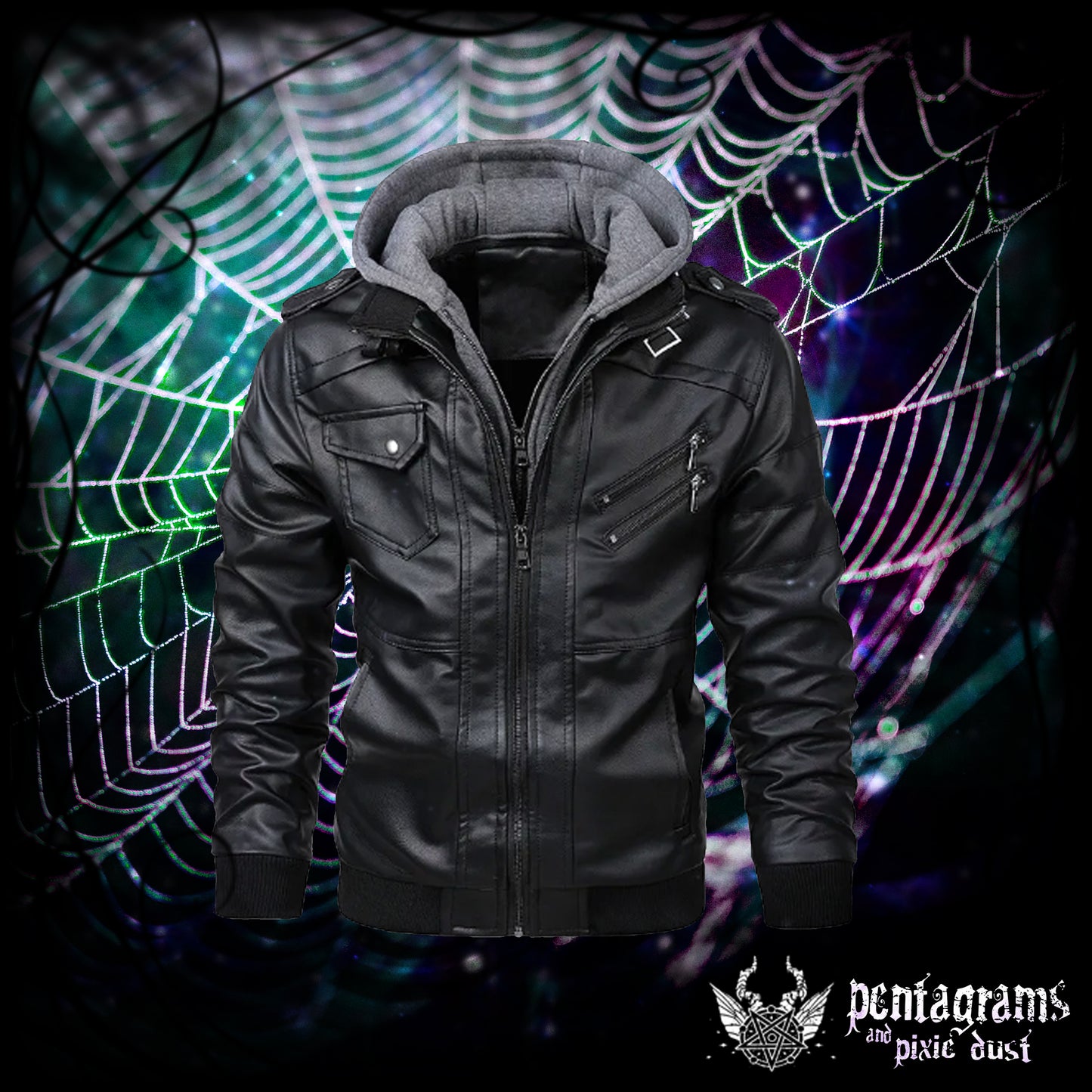 Faux Leather Jacket (detachable hood)