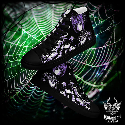 Purple Cyborg - High Top Canvas Shoes