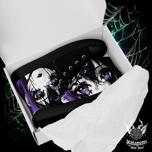 Purple Sorrow - High Top Canvas Shoes