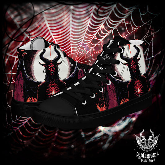 Satan - Pixel Art - Men’s high top canvas shoes