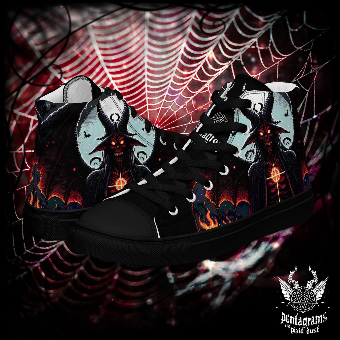 Beelzebub -Pixel Art - Men’s high top canvas shoes