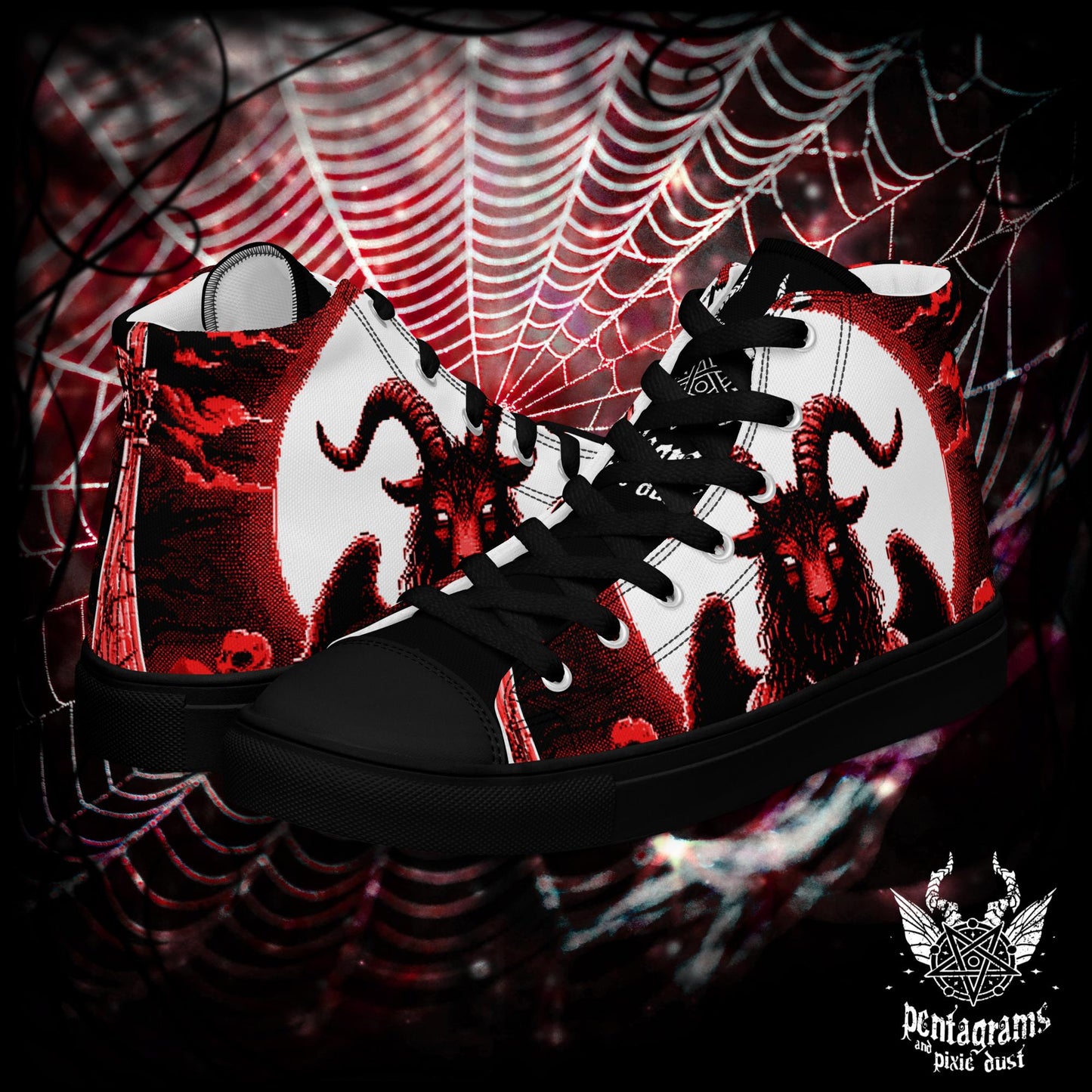 Baphomet - Pixel Art Men’s high top canvas shoes