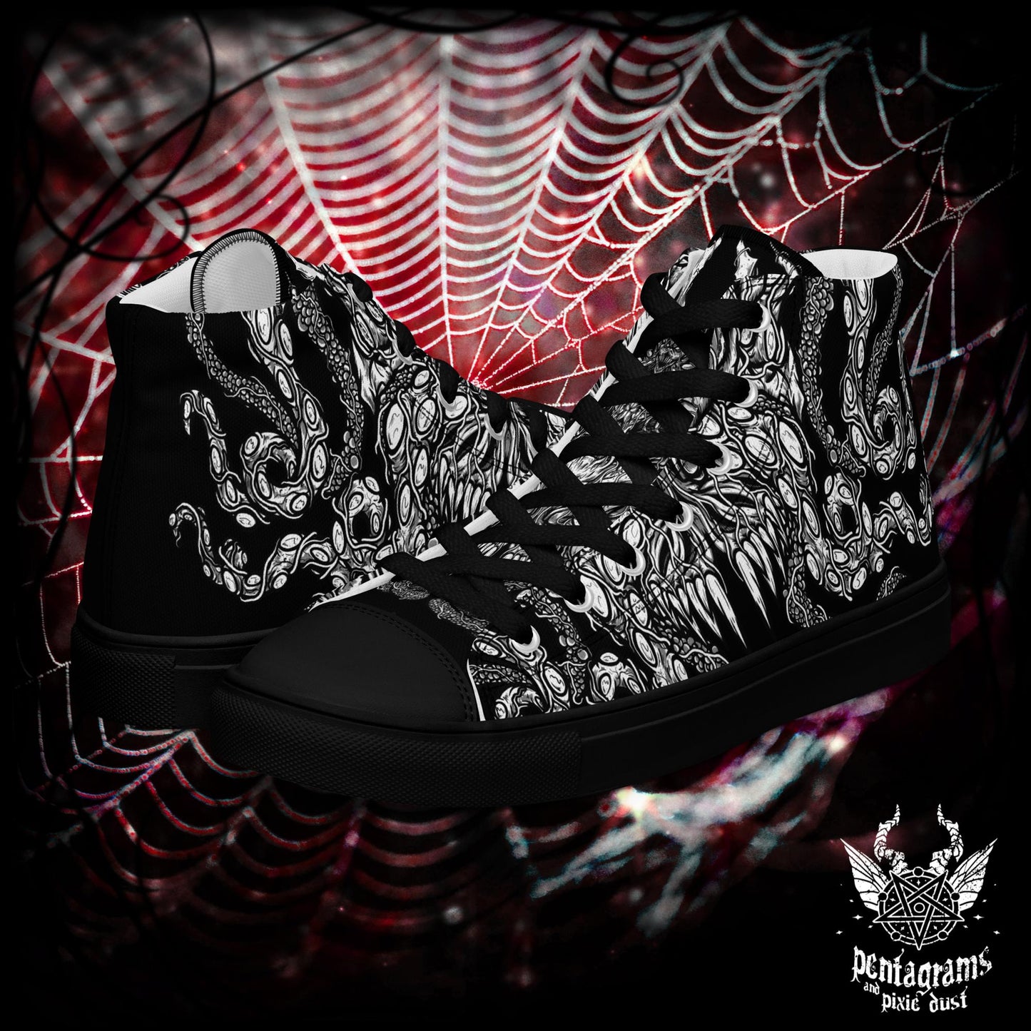 Tentacles and Teeth - Men’s high top canvas shoes