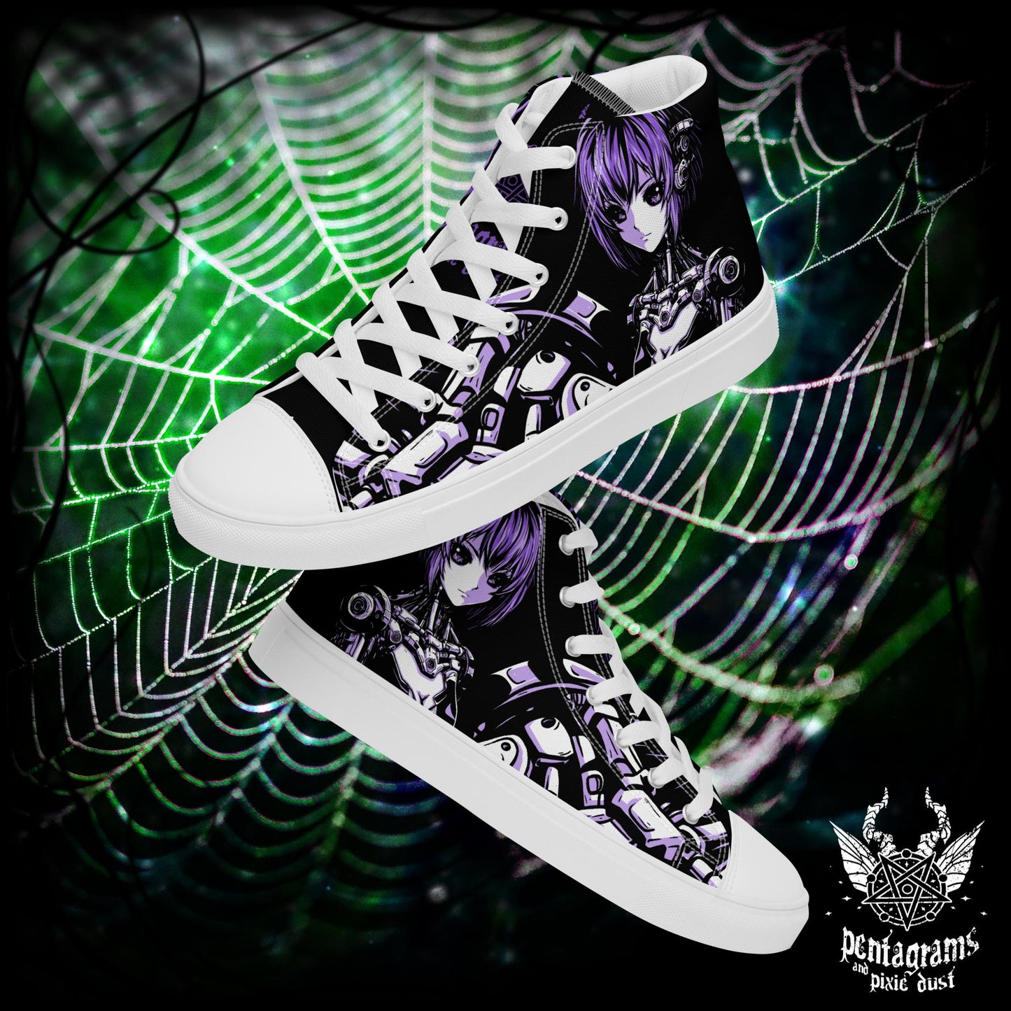 Purple Cyborg - High Top Canvas Shoes