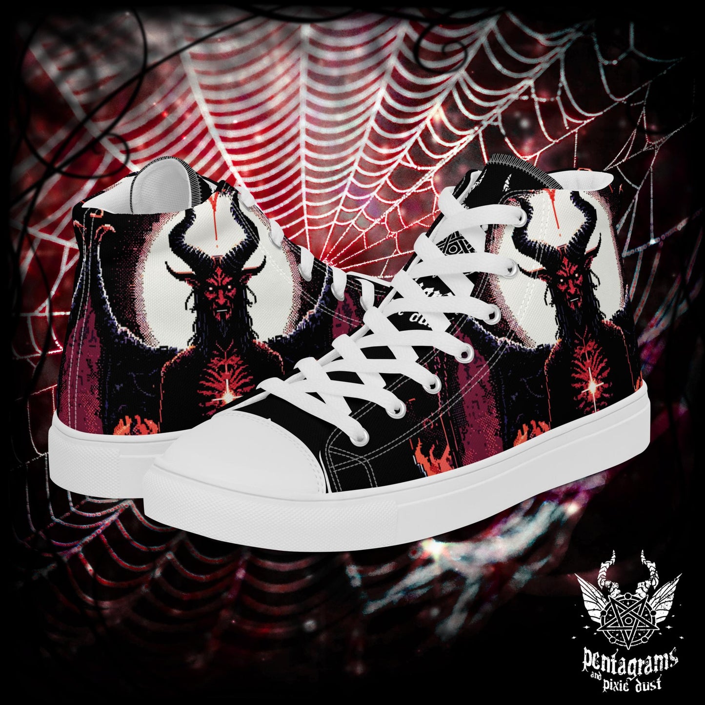 Satan - Pixel Art - Men’s high top canvas shoes