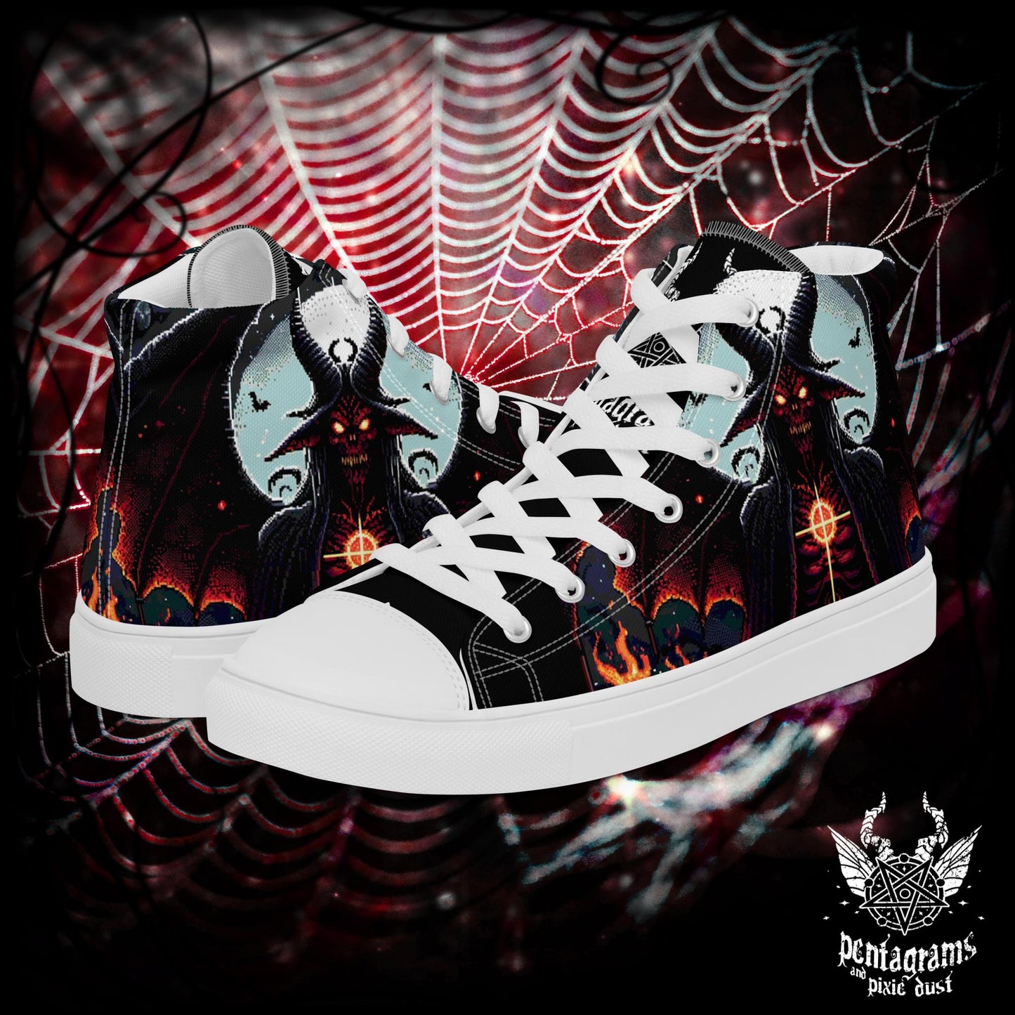 Beelzebub -Pixel Art - Men’s high top canvas shoes