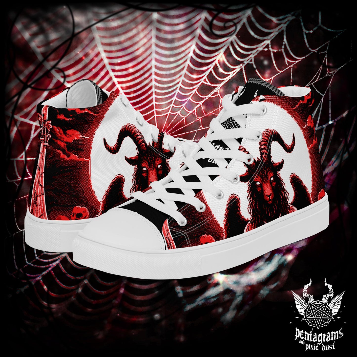 Baphomet - Pixel Art Men’s high top canvas shoes