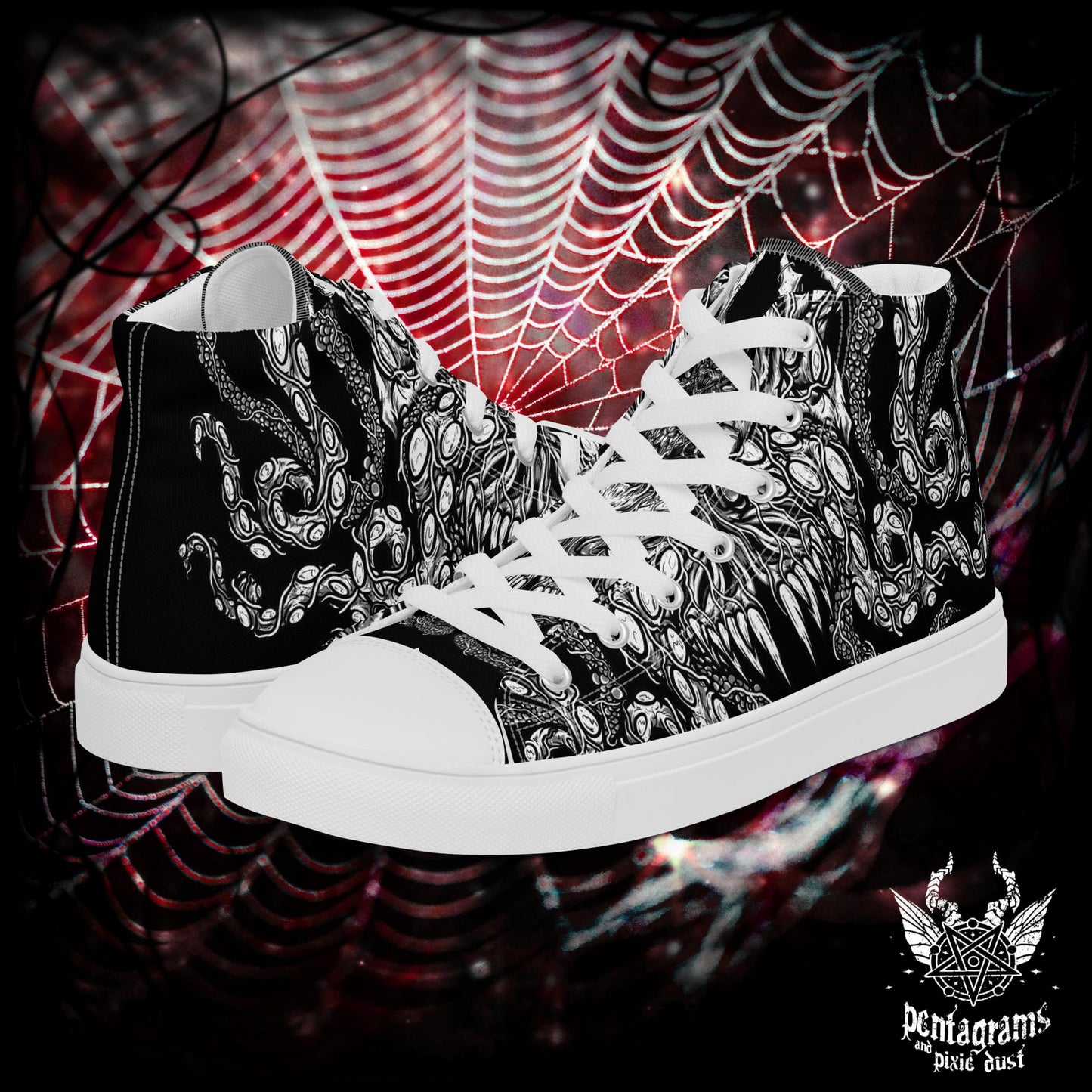 Tentacles and Teeth - Men’s high top canvas shoes