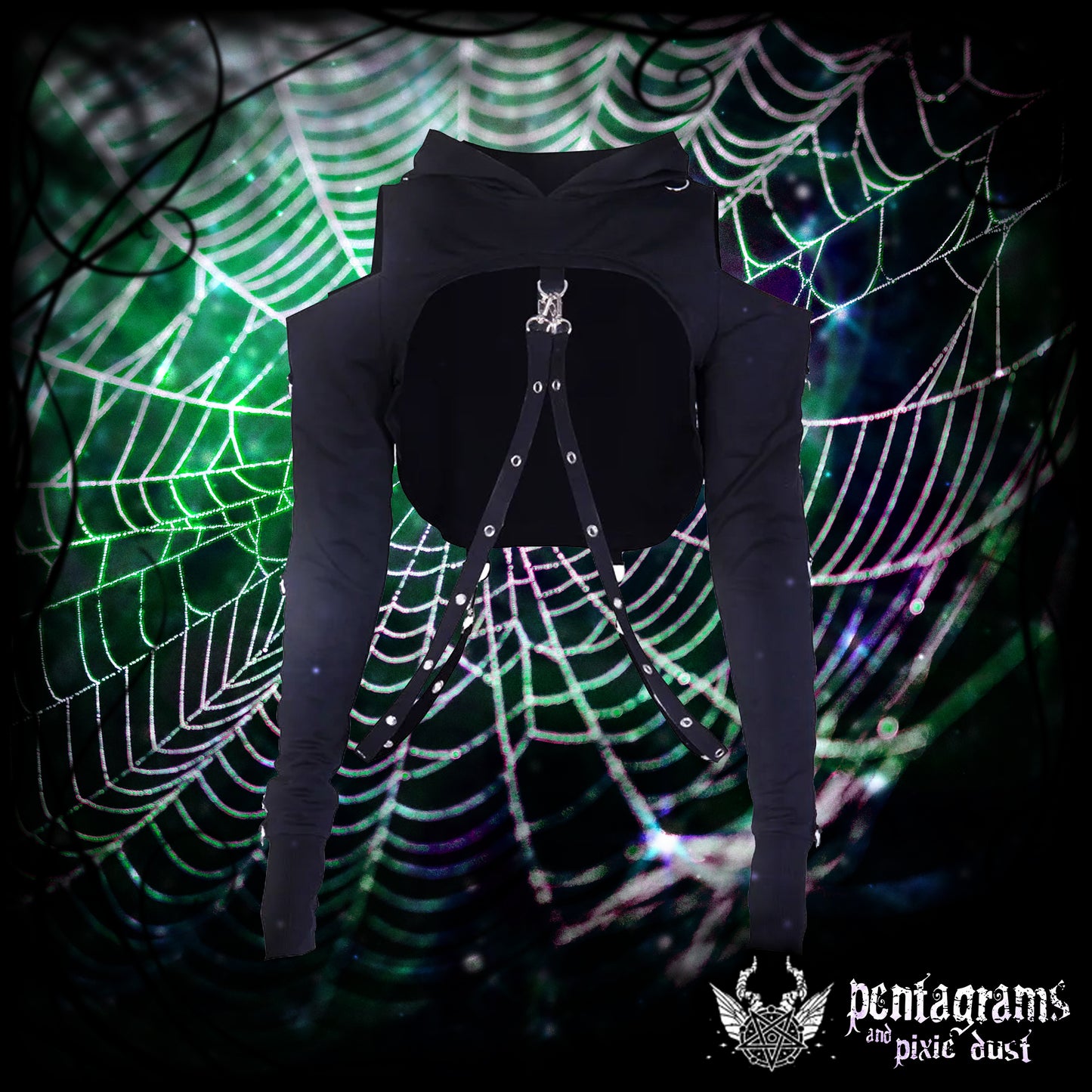 Gothic Crop Top Pullover Hoodie