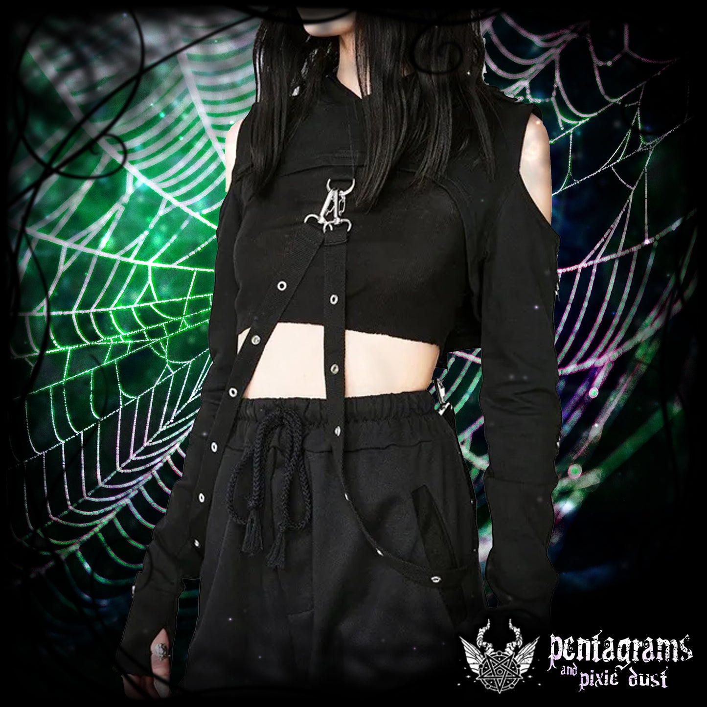 Gothic Crop Top Pullover Hoodie